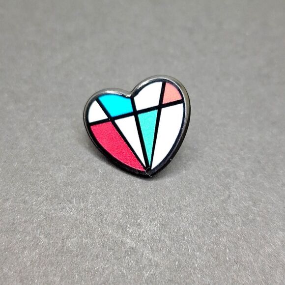 Abstract multicolor heart shape enamel pin fashion accessory - Picture 1 of 3